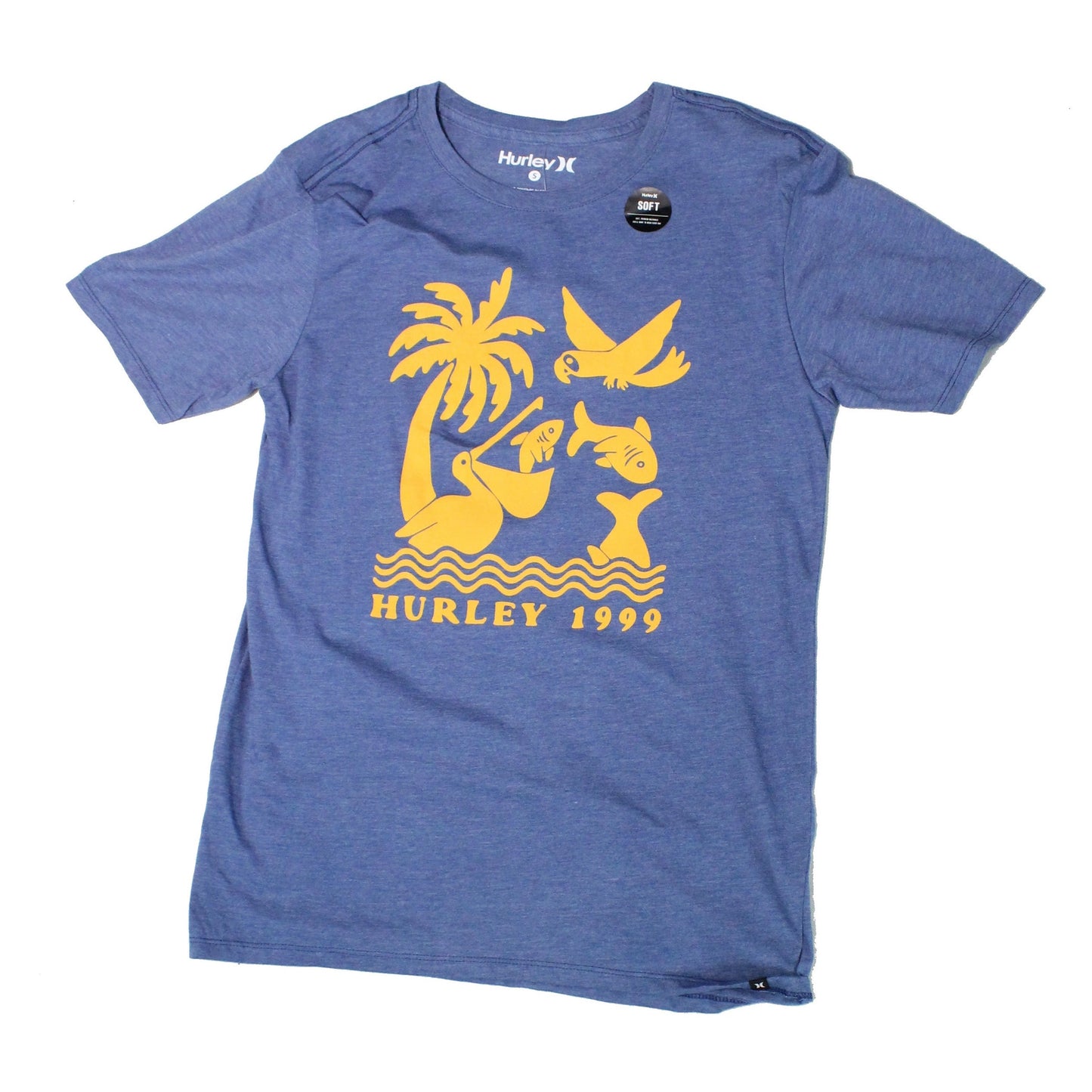 Camiseta Hurley Masculina Manga Curta Estampada Azul Tamanho P