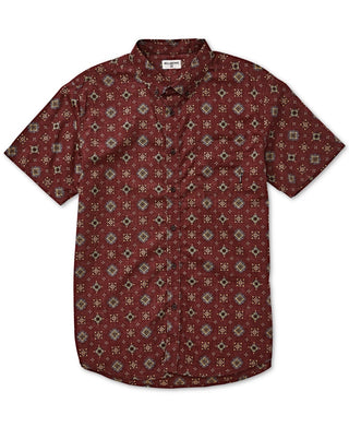Camisa social masculina Billabong Sundays com estampa de manga curta e botões, vermelha, tamanho X-G