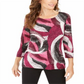 JM Collection Blusa feminina com estampa de bolinhas brilhantes em jacquard rosa, vários tamanhos, pequena P