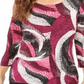 JM Collection Blusa feminina com estampa de bolinhas brilhantes em jacquard rosa, vários tamanhos, pequena P