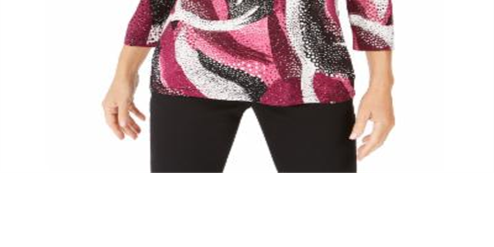 JM Collection Blusa feminina com estampa de bolinhas brilhantes em jacquard rosa, vários tamanhos, pequena P
