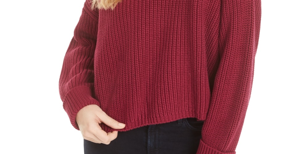 Suéter feminino French Connection Millie Mozart com decote em V canelado, marrom, roxo, tamanho X-S