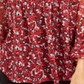 Blusa feminina Charter Club com estampa floral e manga sino, tamanho pequeno, floral vermelho, P