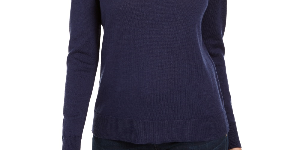 Charter Club Feminino Merino Wool Gola Alta Azul Tamanho XX-Grande