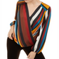 Blusa feminina listrada com decote sobrepeliz INC International Concepts, laranja, tamanho pequeno XL