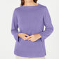 Blusa feminina Karen Scott com estampa canelada, manga comprida, gola redonda, tamanho roxo, tamanho pequeno P/M