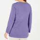 Blusa feminina Karen Scott com estampa canelada, manga comprida, gola redonda, tamanho roxo, tamanho pequeno P/M