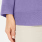 Blusa feminina Karen Scott com estampa canelada, manga comprida, gola redonda, tamanho roxo, tamanho pequeno P/M
