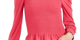 Blusa feminina Bar III com decote quadrado e franzido, vermelha, tamanho X-S