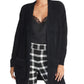 Cardigan feminino Amara com camadas de pele sintética, preto, tamanho XS, da Rachel Roy
