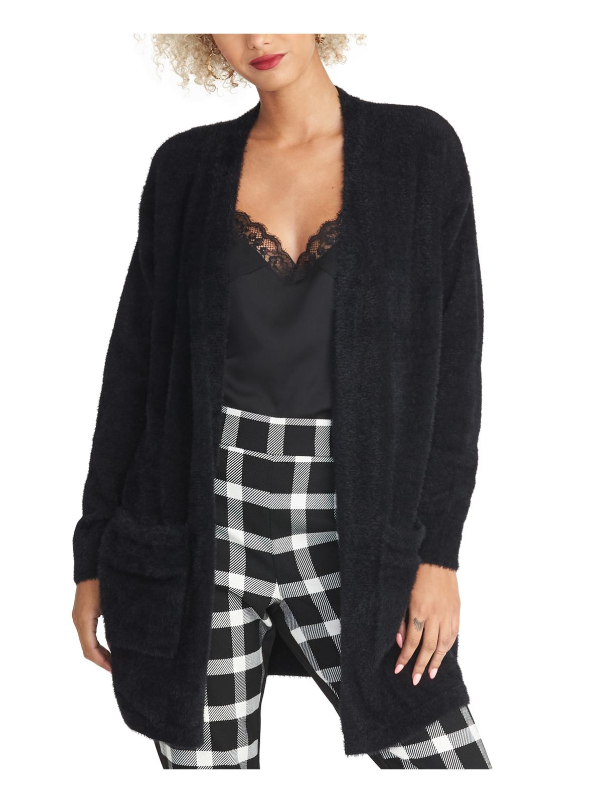 Cardigan feminino Amara com camadas de pele sintética, preto, tamanho XS, da Rachel Roy