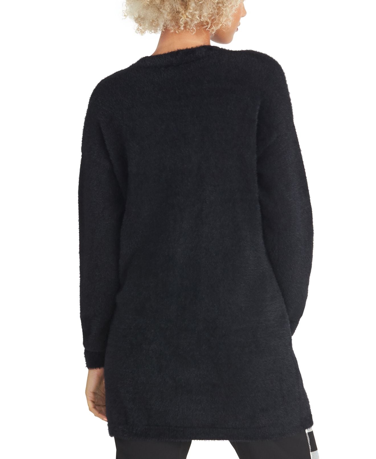 Cardigan feminino Amara com camadas de pele sintética, preto, tamanho XS, da Rachel Roy
