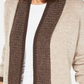 Karen Scott Cardigan Feminino com Acabamento Contrastado e Frente Aberta Marrom Tamanho Grande
