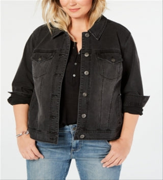 Jaqueta Trucker Jeans Plus Size Feminina Style &amp; Co Preta Tamanho 14W