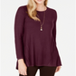 Suéter plissado alto e baixo feminino Style &amp; Co, vermelho, tamanho pequeno M