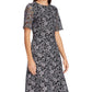 Vestido de coquetel Ralph Lauren feminino, manga sino, comprimento até o joelho, cinza, tamanho 12