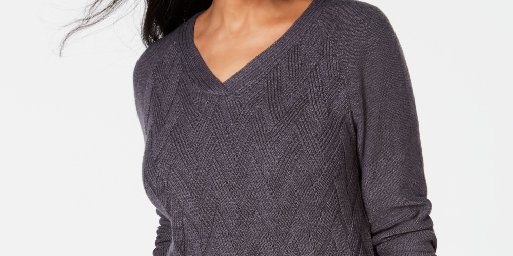 Karen Scott Suéter Feminino Basket Stitch Cinza Tamanho P