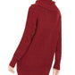 Suéter feminino texturizado de manga comprida com gola alta e tamanho pequeno vermelho Style &amp; Co