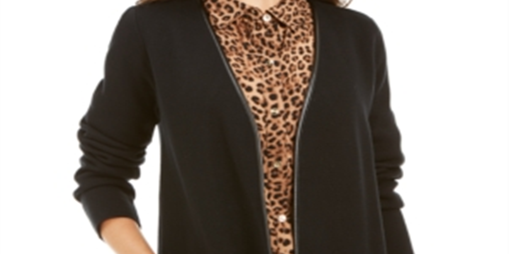 Suéter feminino Charter Club Milano Cotton Completer, preto, tamanho pequeno P/M