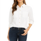 Camisa feminina de veludo cotelê de algodão com botões Charter Club, branca, tamanho pequeno GG