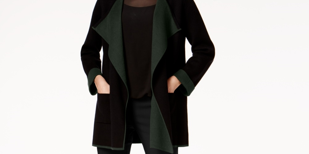 Cardigan Alfani Feminino Colorblocked Frente Aberta Verde Tamanho X-S