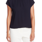 Vince Camuto Blusa feminina com botões e ombro a ombro, azul, tamanho médio