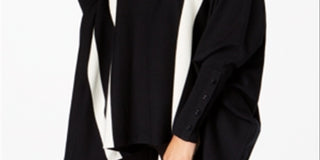 Suéter poncho listrado feminino Alfani, preto, tamanho pequeno P