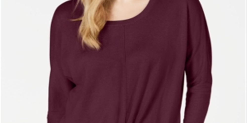 Suéter feminino com amarração frontal Style &amp; Co, tamanho vinho - PP