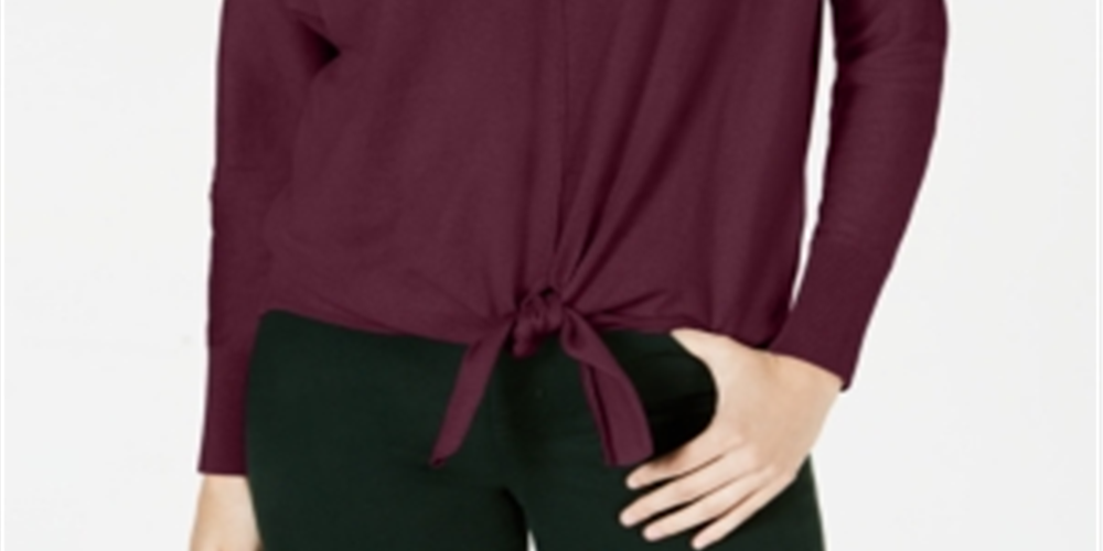 Suéter feminino com amarração frontal Style &amp; Co, tamanho vinho - PP