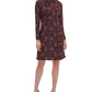 Vestido de festa feminino Tommy Hilfiger com babados e estampa paisley, manga comprida, acima do joelho, preto, tamanho 2