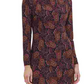 Vestido de festa feminino Tommy Hilfiger com babados e estampa paisley, manga comprida, acima do joelho, preto, tamanho 2