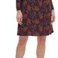 Vestido de festa feminino Tommy Hilfiger com babados e estampa paisley, manga comprida, acima do joelho, preto, tamanho 2