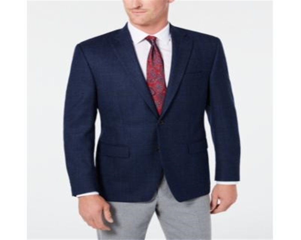 Lauren Ralph Lauren Masculino Classic-Fit UltraFlex Stretch Azul Marinho Xadrez Windowpane Sport Coat Azul Marinho Tamanho 46