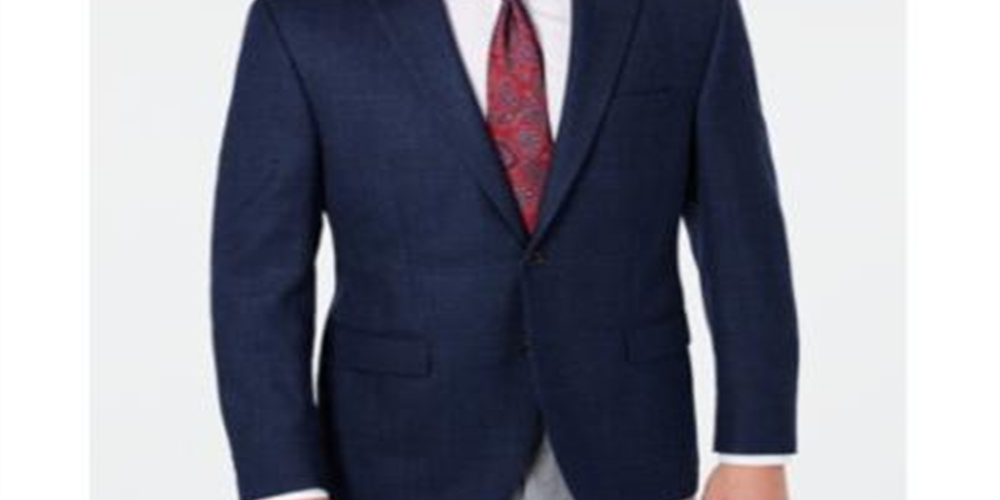 Lauren Ralph Lauren Masculino Classic-Fit UltraFlex Stretch Azul Marinho Xadrez Windowpane Sport Coat Azul Marinho Tamanho 46