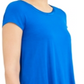Camiseta feminina Alfani com acabamento em cetim, comprimento alto e baixo, azul, tamanho pequeno G