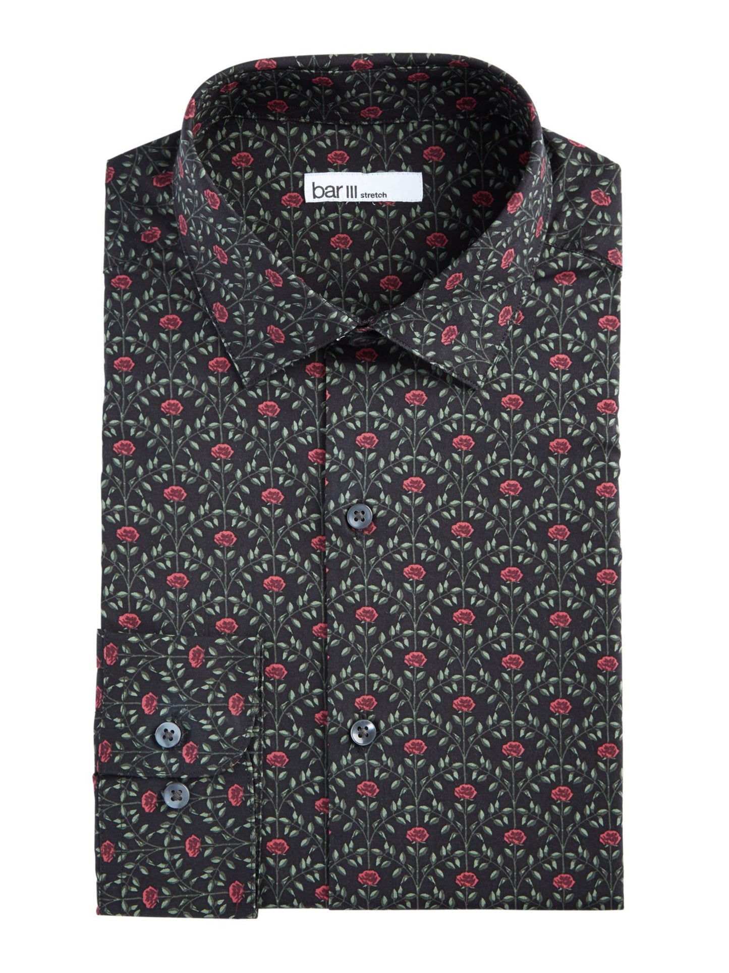 Camisa social masculina Bar III Slim Fit Stretch preta tamanho 17x17