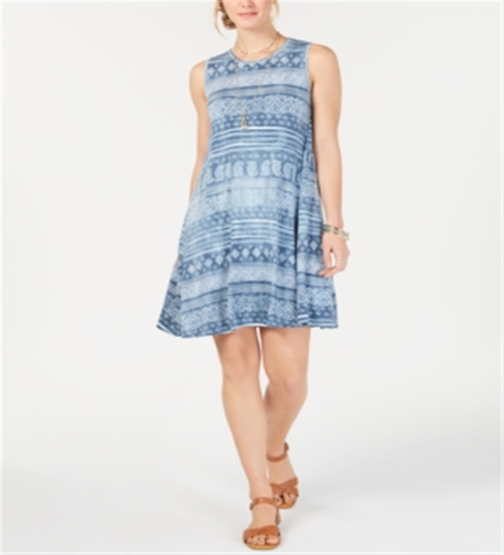 Vestido rodado estampado feminino Style &amp; Co, azul, tamanho pequeno P