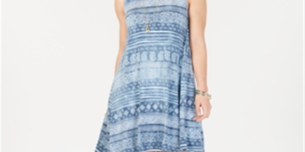 Vestido rodado estampado feminino Style &amp; Co, azul, tamanho pequeno P