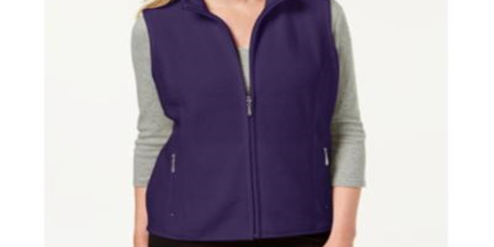 Colete esportivo feminino Karen Scott com zíper Zeroproof Fleece Roxo Tamanho X-G