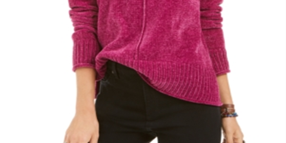 Suéter chenille feminino Style &amp; Co roxo tamanho pequeno L