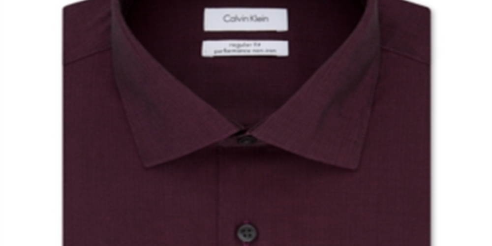 Camisa social masculina Calvin Klein Classic Fit, sem passar roupa, com gola aberta e espinha de peixe, tamanho 17,5-36/37