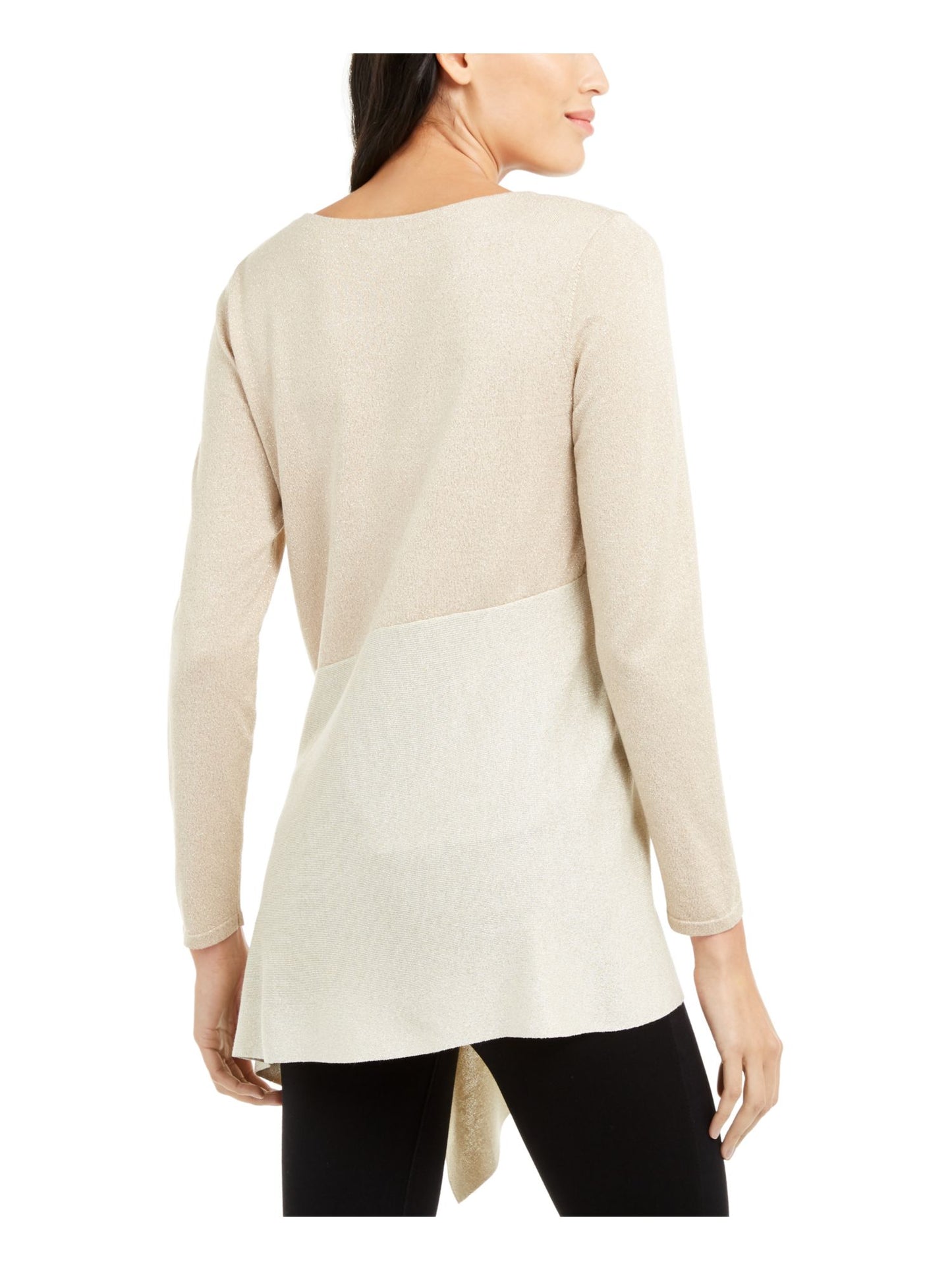 Blusa feminina Alfani de manga comprida com decote canoa, marrom, tamanho pequeno e pequeno