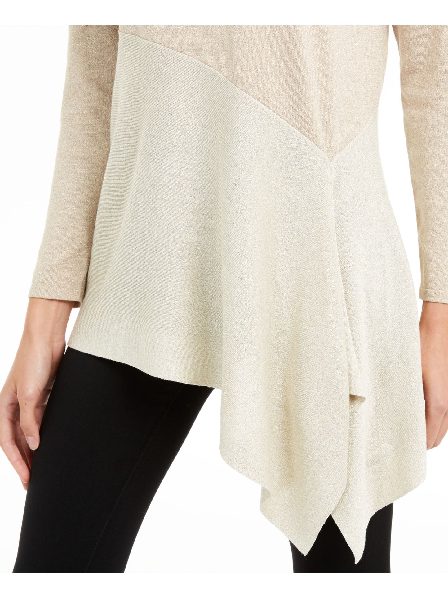 Blusa feminina Alfani de manga comprida com decote canoa, marrom, tamanho pequeno e pequeno