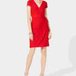 Vestido de coquetel feminino INC International Concepts com manga curta e envoltório falso, vermelho, tamanho médio