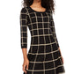 Vestido infantil com estampa de grade e corações de lantejoulas, preto, tamanho extragrande