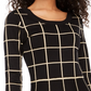 Vestido infantil com estampa de grade e corações de lantejoulas, preto, tamanho extragrande