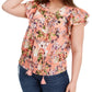 Blusa feminina de algodão com cadarço e babados INC International Concepts, laranja, tamanho 2X