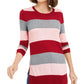 Camiseta feminina Maison Jules com estampa de blocos de cores, manga comprida, gola redonda, vermelha, tamanho médio