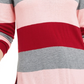 Camiseta feminina Maison Jules com estampa de blocos de cores, manga comprida, gola redonda, vermelha, tamanho médio