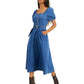 Vestido midi jeans smocked feminino da INC International Concepts, azul, tamanho 2